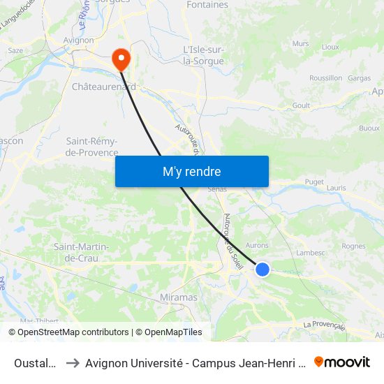 Oustalets to Avignon Université - Campus Jean-Henri Fabre map
