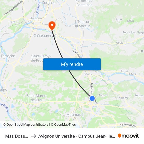 Mas Dossetto to Avignon Université - Campus Jean-Henri Fabre map