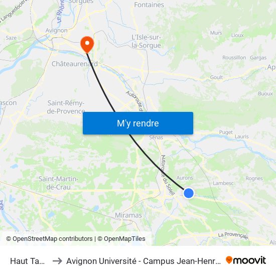 Haut Taulet to Avignon Université - Campus Jean-Henri Fabre map
