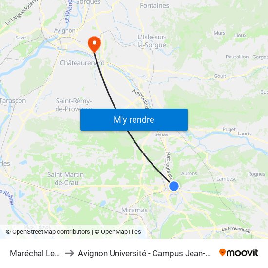 Maréchal Leclerc to Avignon Université - Campus Jean-Henri Fabre map