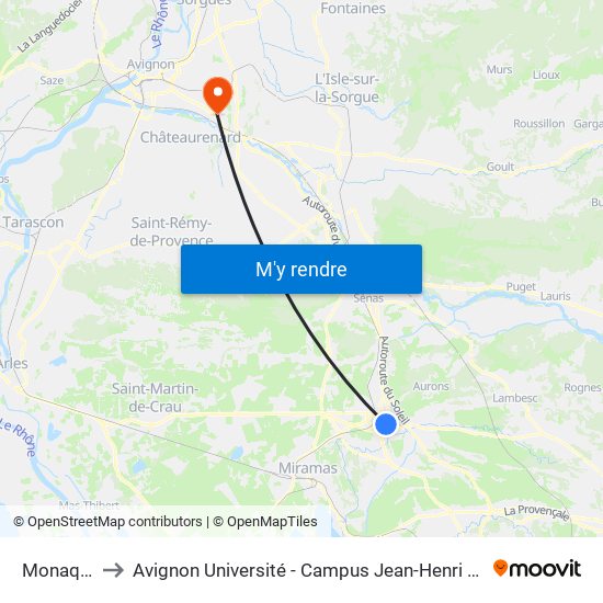 Monaque to Avignon Université - Campus Jean-Henri Fabre map