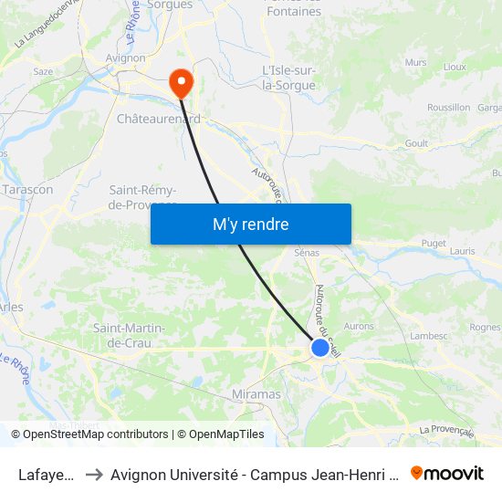 Lafayette to Avignon Université - Campus Jean-Henri Fabre map