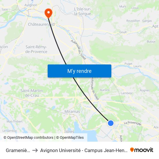 Gramenières to Avignon Université - Campus Jean-Henri Fabre map