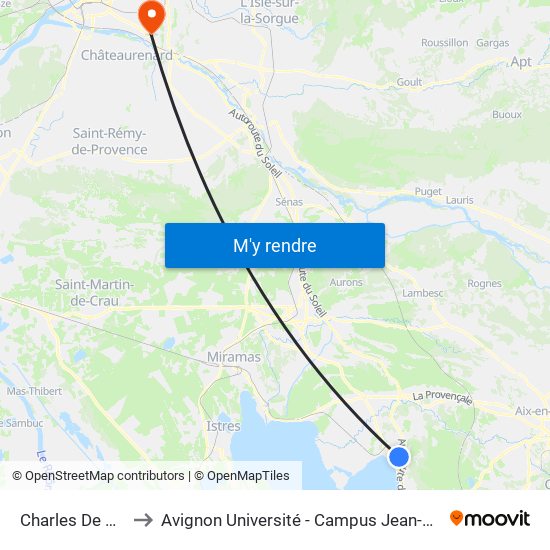 Charles De Gaulle to Avignon Université - Campus Jean-Henri Fabre map