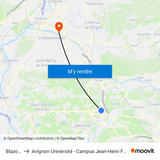 Blazots to Avignon Université - Campus Jean-Henri Fabre map