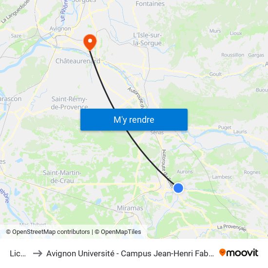 Lices to Avignon Université - Campus Jean-Henri Fabre map
