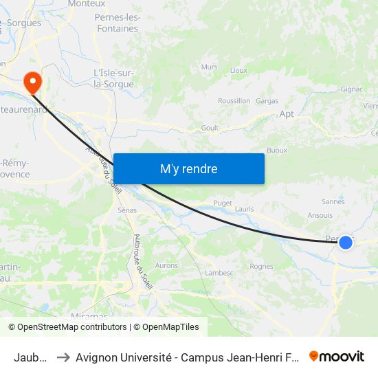 Jaubert to Avignon Université - Campus Jean-Henri Fabre map