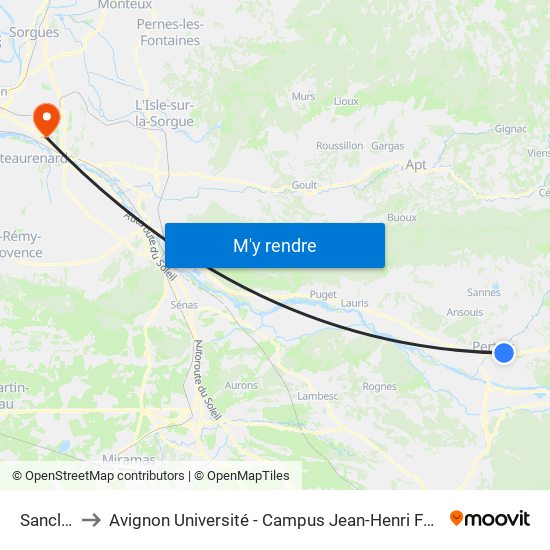 Sanclar to Avignon Université - Campus Jean-Henri Fabre map