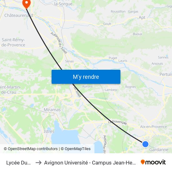 Lycée Duby B to Avignon Université - Campus Jean-Henri Fabre map