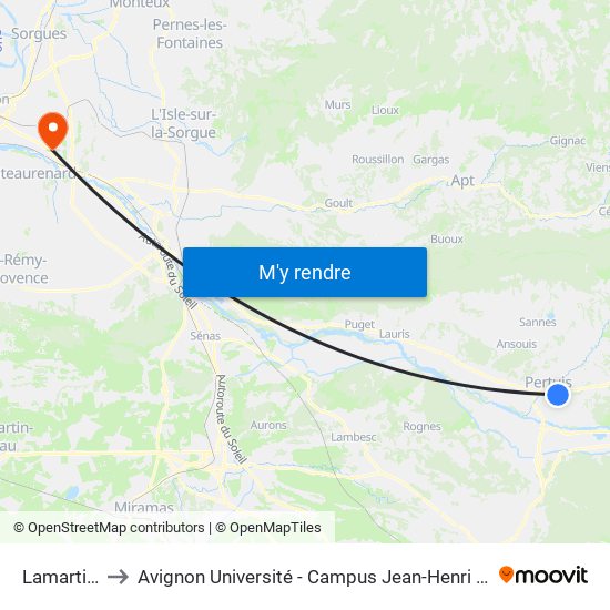 Lamartine to Avignon Université - Campus Jean-Henri Fabre map