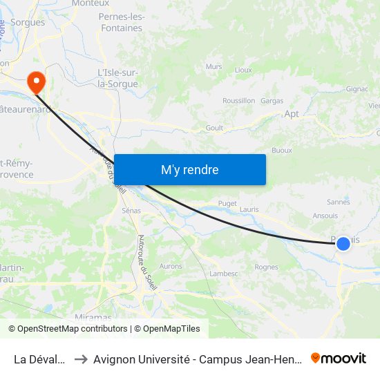 La Dévalade to Avignon Université - Campus Jean-Henri Fabre map