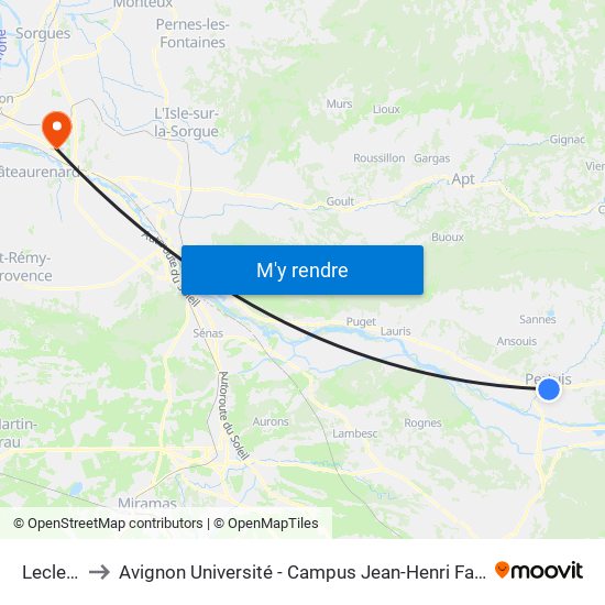 Leclerc to Avignon Université - Campus Jean-Henri Fabre map