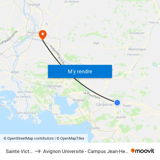 Sainte Victoire to Avignon Université - Campus Jean-Henri Fabre map