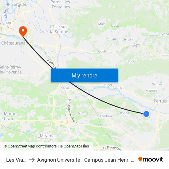 Les Viaux to Avignon Université - Campus Jean-Henri Fabre map