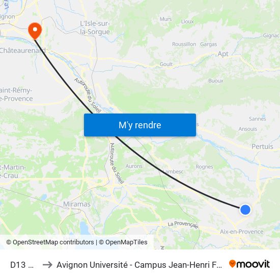 D13 Bis to Avignon Université - Campus Jean-Henri Fabre map