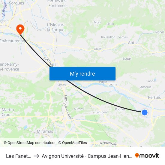 Les Fanettes to Avignon Université - Campus Jean-Henri Fabre map
