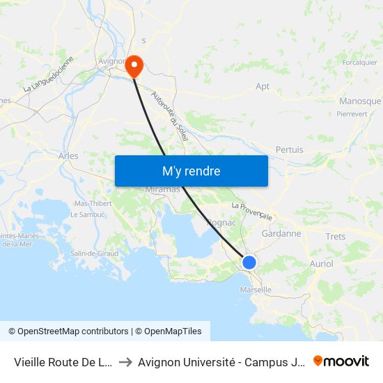 Vieille Route De La Gavotte to Avignon Université - Campus Jean-Henri Fabre map