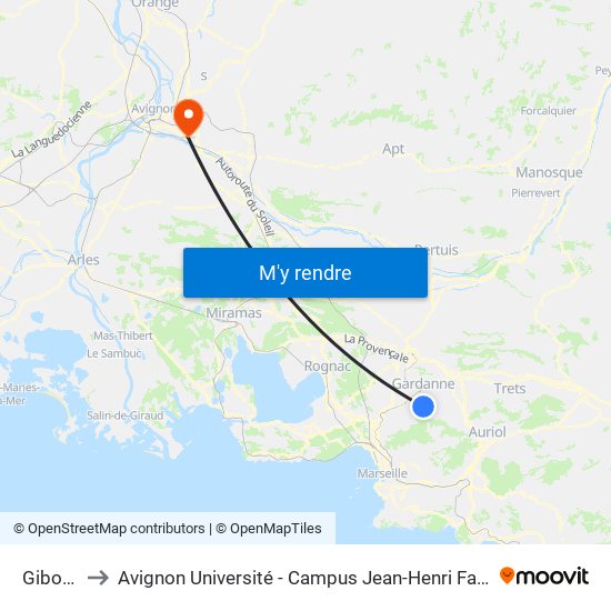 Giboux to Avignon Université - Campus Jean-Henri Fabre map