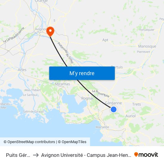 Puits Gérard to Avignon Université - Campus Jean-Henri Fabre map