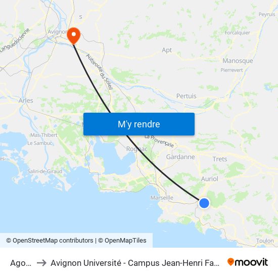 Agora to Avignon Université - Campus Jean-Henri Fabre map