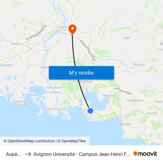 Aupècle to Avignon Université - Campus Jean-Henri Fabre map