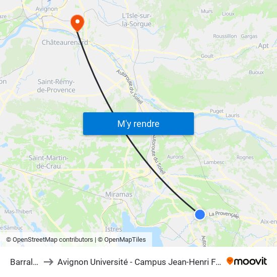 Barrales to Avignon Université - Campus Jean-Henri Fabre map