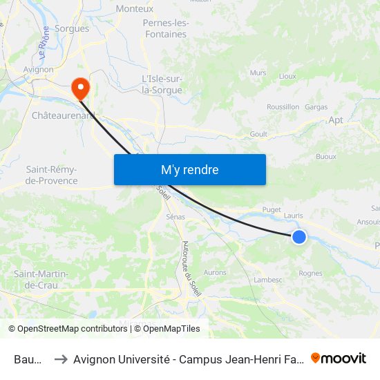 Baume to Avignon Université - Campus Jean-Henri Fabre map