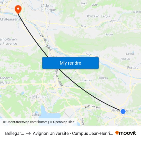 Bellegarde to Avignon Université - Campus Jean-Henri Fabre map