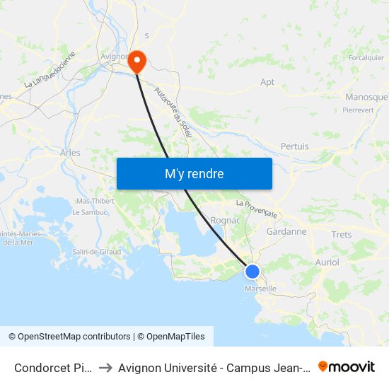 Condorcet Picaron to Avignon Université - Campus Jean-Henri Fabre map