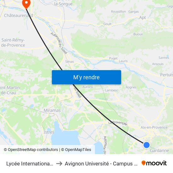 Lycée International De Luynes to Avignon Université - Campus Jean-Henri Fabre map