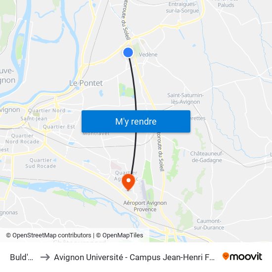 Buld'Air to Avignon Université - Campus Jean-Henri Fabre map