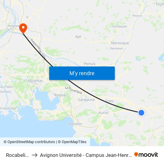 Rocabeliere to Avignon Université - Campus Jean-Henri Fabre map