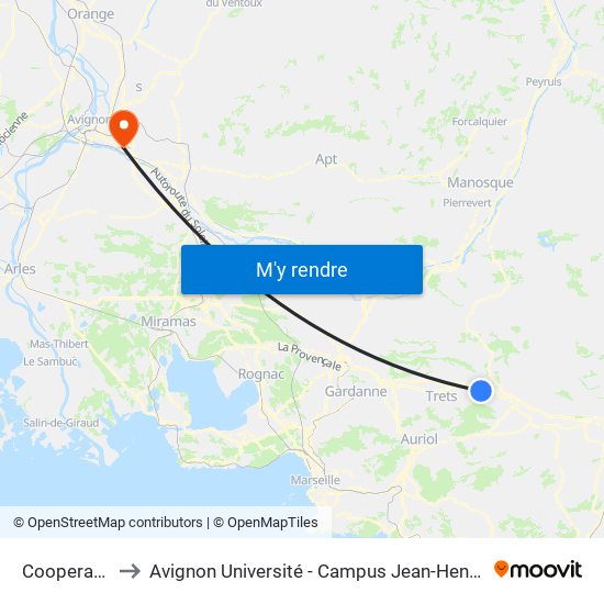 Cooperative to Avignon Université - Campus Jean-Henri Fabre map