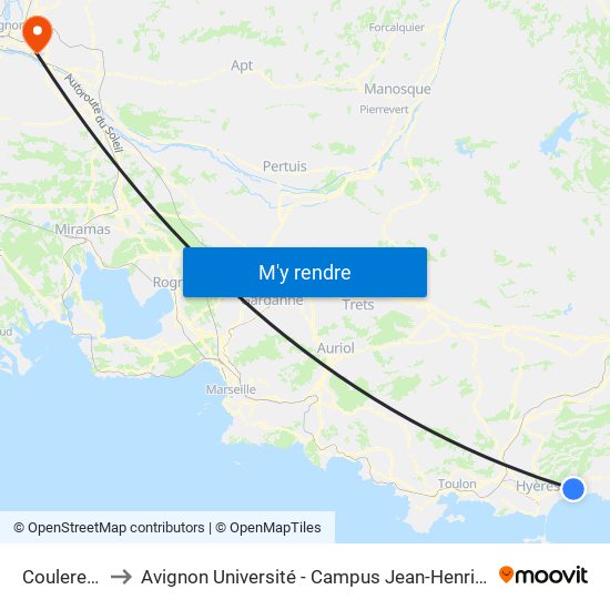 Coulerette to Avignon Université - Campus Jean-Henri Fabre map