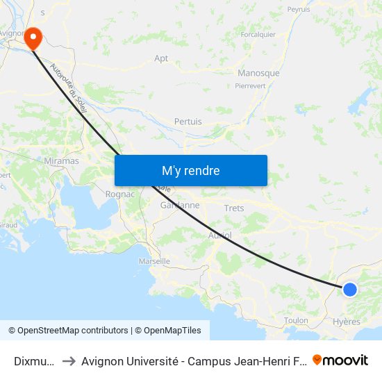 Dixmude to Avignon Université - Campus Jean-Henri Fabre map