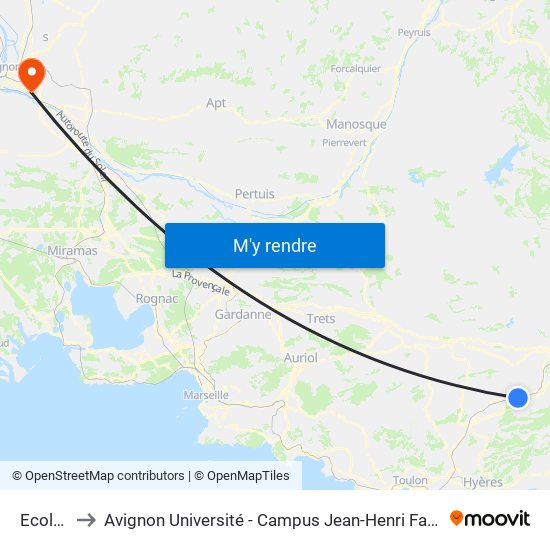Ecoles to Avignon Université - Campus Jean-Henri Fabre map