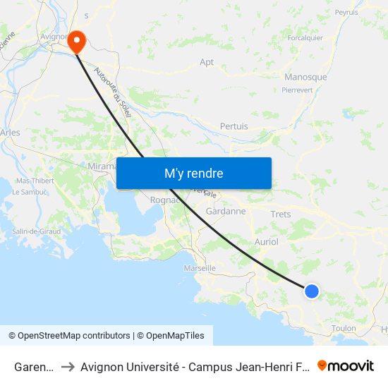 Garenne to Avignon Université - Campus Jean-Henri Fabre map