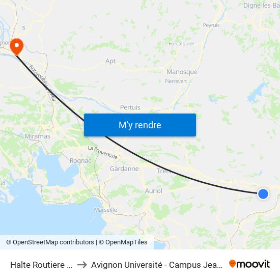 Halte Routiere Gavoty to Avignon Université - Campus Jean-Henri Fabre map