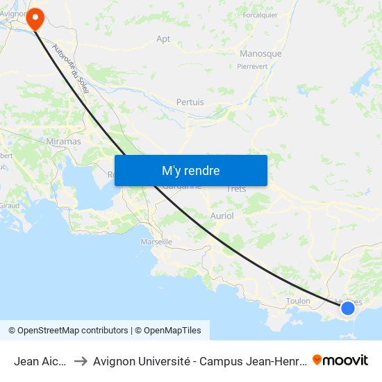 Jean Aicard to Avignon Université - Campus Jean-Henri Fabre map