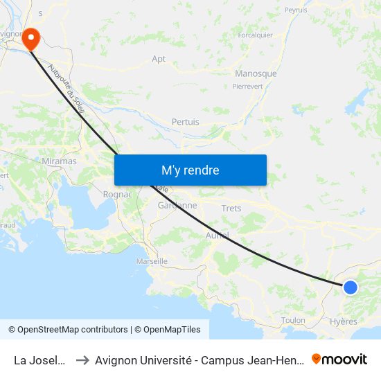 La Joselette to Avignon Université - Campus Jean-Henri Fabre map