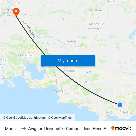 Mounier to Avignon Université - Campus Jean-Henri Fabre map