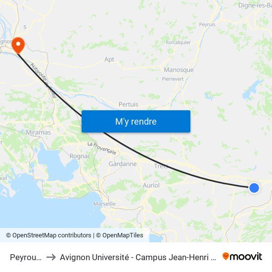 Peyrouas to Avignon Université - Campus Jean-Henri Fabre map