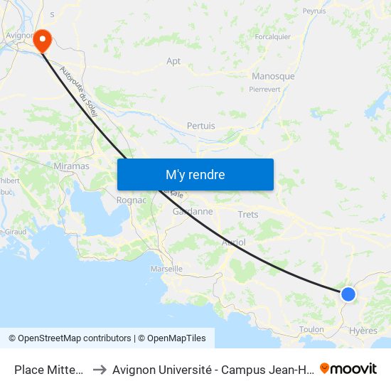 Place Mitterrand to Avignon Université - Campus Jean-Henri Fabre map