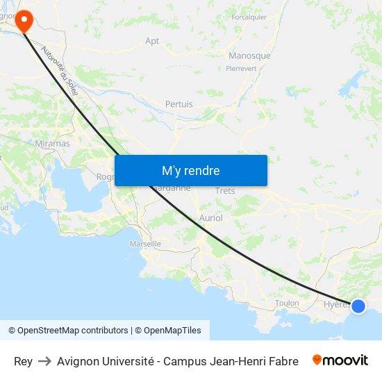 Rey to Avignon Université - Campus Jean-Henri Fabre map