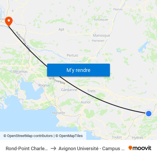 Rond-Point Charles De Gaulle to Avignon Université - Campus Jean-Henri Fabre map