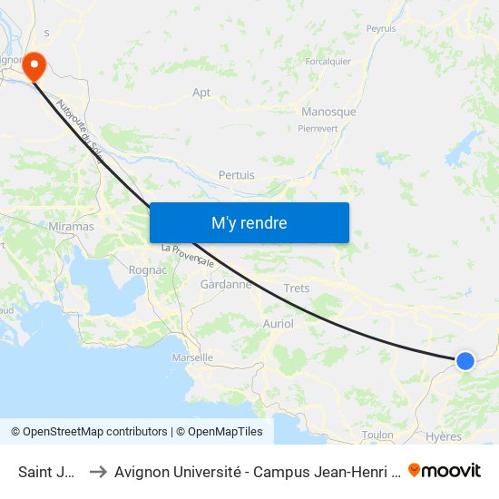 Saint Jean to Avignon Université - Campus Jean-Henri Fabre map
