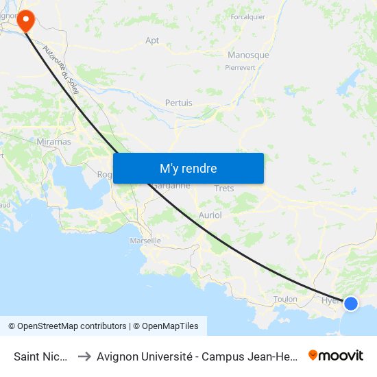 Saint Nicolas to Avignon Université - Campus Jean-Henri Fabre map