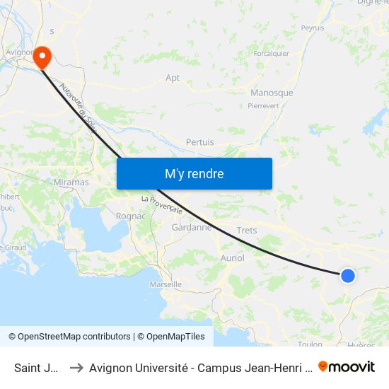 Saint Jean to Avignon Université - Campus Jean-Henri Fabre map