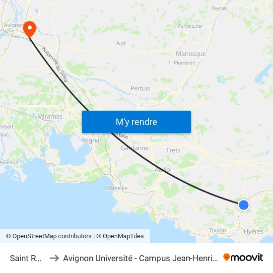 Saint Roch to Avignon Université - Campus Jean-Henri Fabre map