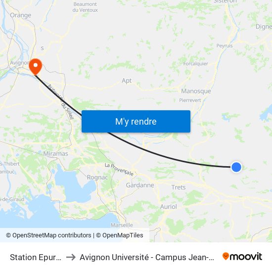 Station Epuration to Avignon Université - Campus Jean-Henri Fabre map